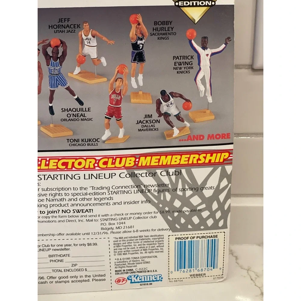 Vtg Chris Webber Starting Lineup Figure Card Washington Bullets NBA 1995 Sealed